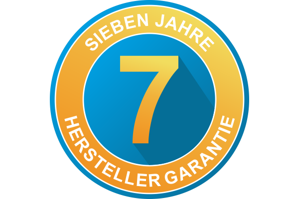 7 Jahre Herstellergarantie.