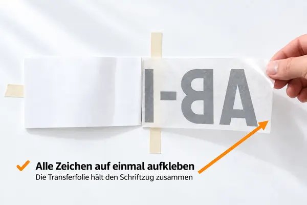 Schriftzug Aufkleber mit Tranferfolie