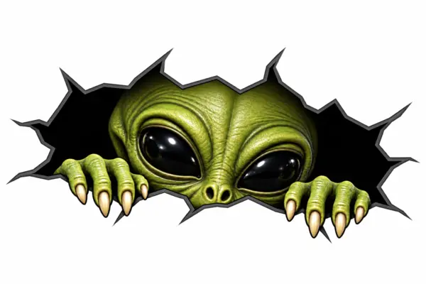 Lustige Mülltonnen Aufkleber Alien