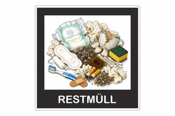 Restmüll Aufkleber mit Bild
