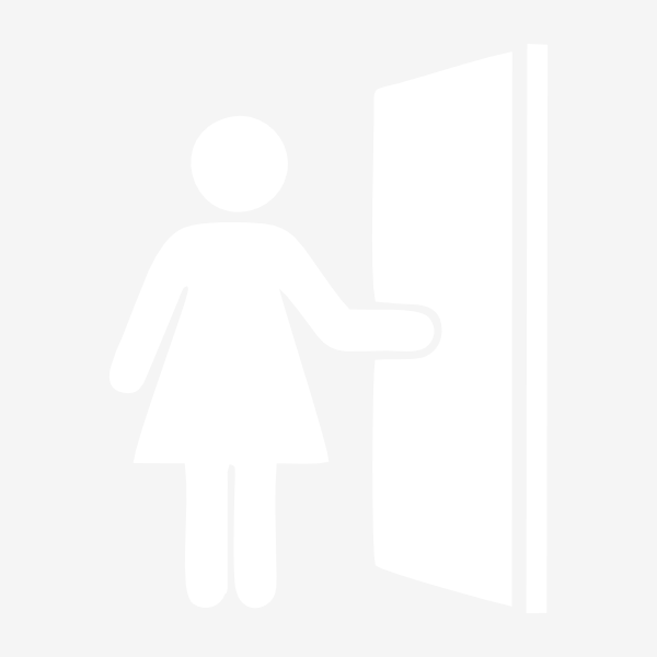 Toiletten Aufkleber Frau mit Tür