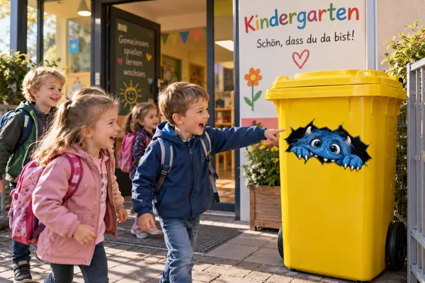 Lustige Mülltonnen Aufkleber Monster