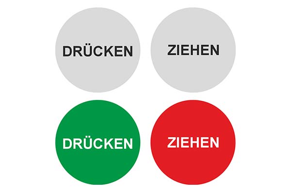Drücken Ziehen Aufkleber