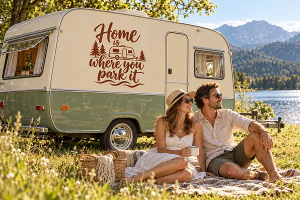 Home is where you park it Wohnwagen Aufkleber