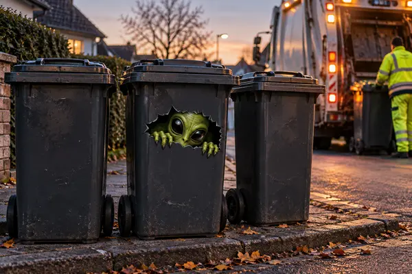 Lustige Mülltonnen Aufkleber Alien