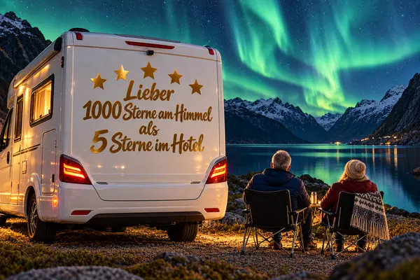 Lustige Wohnmobil Aufkleber - Lieber 1000 Sterne am Himmel als 5 Sterne im Hotel