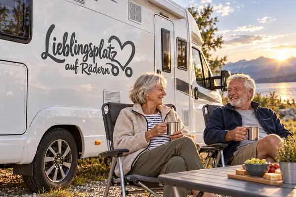 Lustige Wohnmobil Aufkleber - Lieblingsplatz auf Rädern