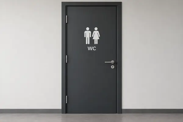 Toiletten Aufkleber Mann Frau im Flur
